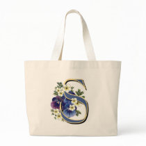 Handpainted Pansy Initial Monogram - S Bag