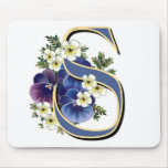 Handpainted Pansy Initial Monogram - S Mouse Pad