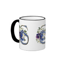 Handpainted Pansy Initial Monogram - S Coffee Mug