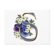Handpainted Pansy Initial Monogram - S Postcards