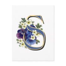 Handpainted Pansy Initial Monogram - S Post Cards