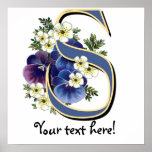Handpainted Pansy Initial Monogram - S posters