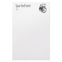 Handpainted Pansy Initial Monogram - S Stationery