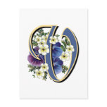 Handpainted Pansy Initial Monogram - V Postcards
