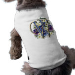 Handpainted Pansy Initial Monogram -  W Pet Clothing
