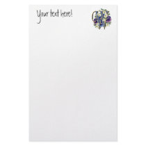 Handpainted Pansy Initial Monogram -  W Customized Stationery