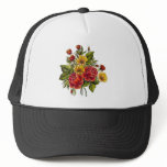 Handpainted Red Roses and Blossoms hats