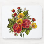 Handpainted Red Roses and Blossoms Mouse Pads