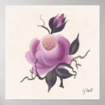 Handpainted Single Rose Print
