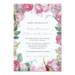 Handpainted water color roses wedding card