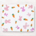 Handrawn Bunnies & Carrots Mousepad by MadHoppinKitty Handrawn Bunnies & Carrots Mousepad