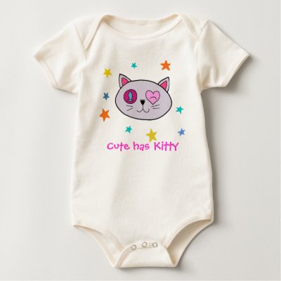 Handrawn Cute has Kitty for Baby Tee Shirt by MadHoppinKitty