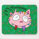 Handrawn Kitty Love Fish Mousepad by MadHoppinKitty Handrawn Kitty Love Fish Mousepad