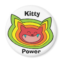 Handrawn Kitty Power Magnet by MadHoppinKitty Handrawn Kitty Power Magnet
