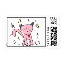 Handrawn Musical Groovin Kitty Postage