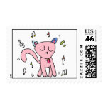 Handrawn Musical Groovin Kitty Postage