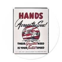Hands Across The Sea! stickers by ww2posters Hands Across The Sea! stickers
