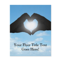 Hands in Heart Shape Silhouette on Blue Sky Custom Flyer