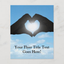 Hands in Heart Shape Silhouette on Blue Sky Custom Flyer