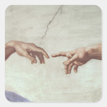 Hands of God and Adam Square Stickers