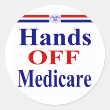 Hands Off Medicare Round Sticker