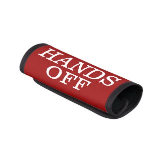 HANDS OFF Red White Luggage Handle Wrap
