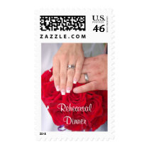Hands on Red Rose Bouquet - Rehearsal Dinner postage by plannedtoperfection Hands on Red Rose Bouquet - Rehearsal Dinner postage