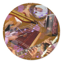 Hands That Make the Music ..Make Happiness (Brown) Round Sticker