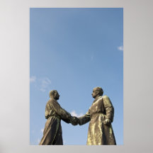 Handshake Statue at Memento Park in Budapest, Hung Print