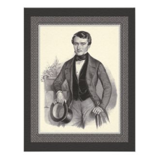 Handsome Biedermeier Gentleman Elegant Vintage Custom Announcement