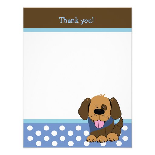 HANDSOME PUPPY 4x5 Flat Thank you note Personalized Announcement