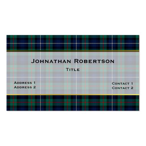 Handsome Robertson Plaid Custom Business Card (front side)