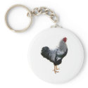 Handsome Silver Penciled Wyandotte Rooster keychain