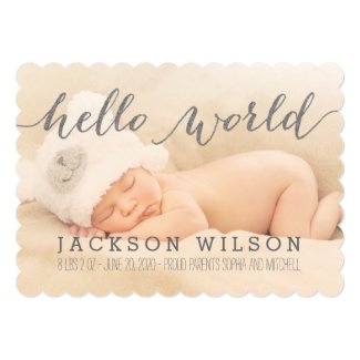 Handwriting Baby Birth Announcement Photo Card