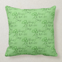 Handwritten Happy St Patrick's Day Shamrock Clover Pillows