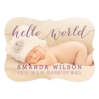 Handwritten Modern Baby Birth Photo Announcement