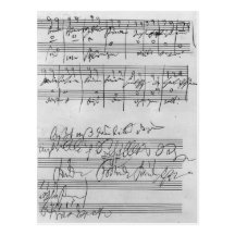 Handwritten musical score postcard