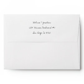 Handwritten print custom return address wedding envelopes
