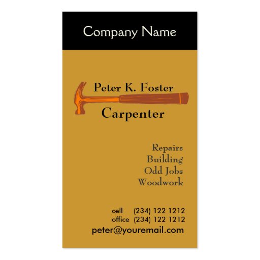 Handyman Construction Business Cards (front side)