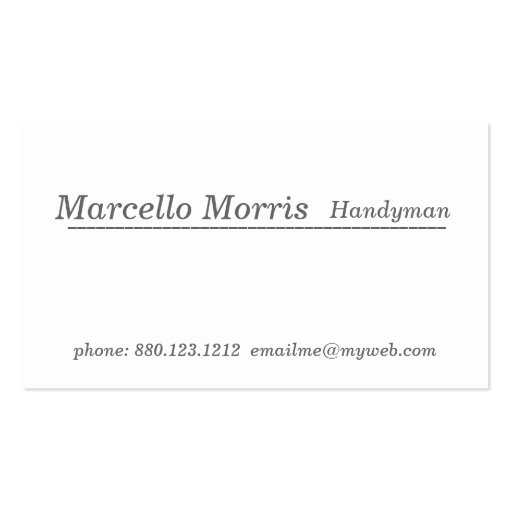 Handyman Contractor Business Card Templates (back side)