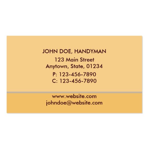 Handyman/ Contractor/ Carpenter Business Card (back side)