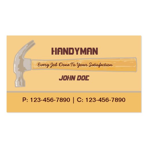 Handyman/ Contractor/ Carpenter Business Card (front side)