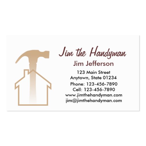 Handyman/Home Repair/ Brown Business Card (back side)