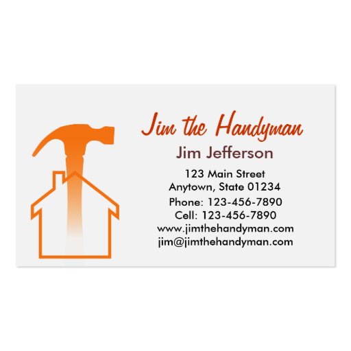 Handyman/Home Repair/ Orange Business Card (back side)