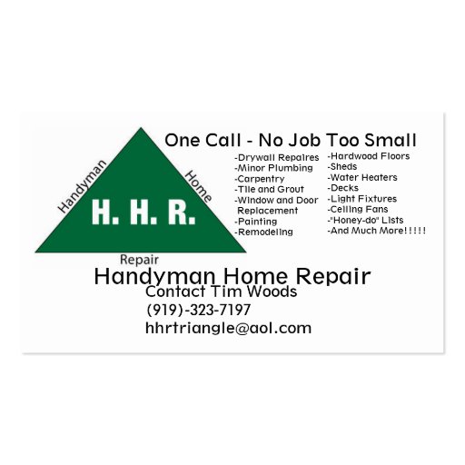 Handyman_logo, Handyman Home Repair, One Call -... Business Card Template (front side)