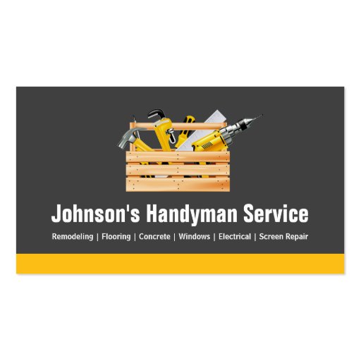 Handyman Service Company - Equipment Toolbox Business Card Templates (front side)