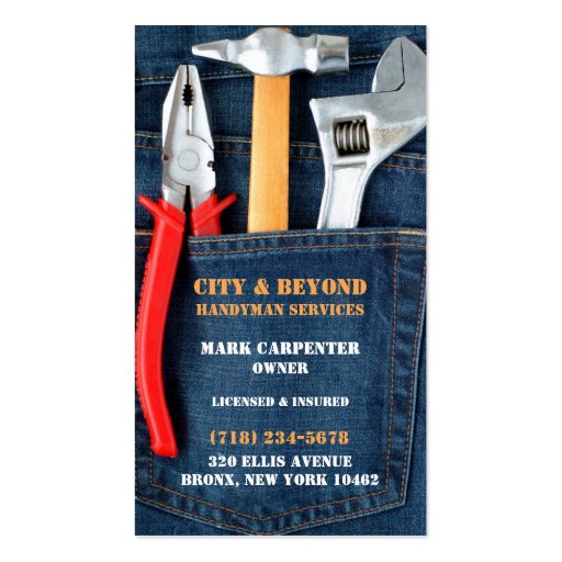 Handyman Tools Business Card (front side)