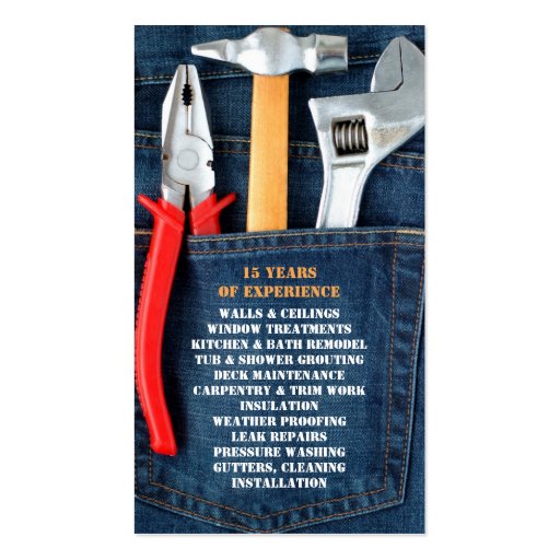 Handyman Tools Business Card (back side)