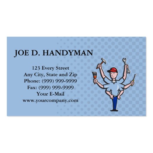Handyman Tradesman Carpenter Mechanic Plumber Cart Business Card Templates (front side)