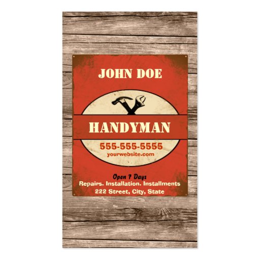 Handyman Vintage Business Card (front side)